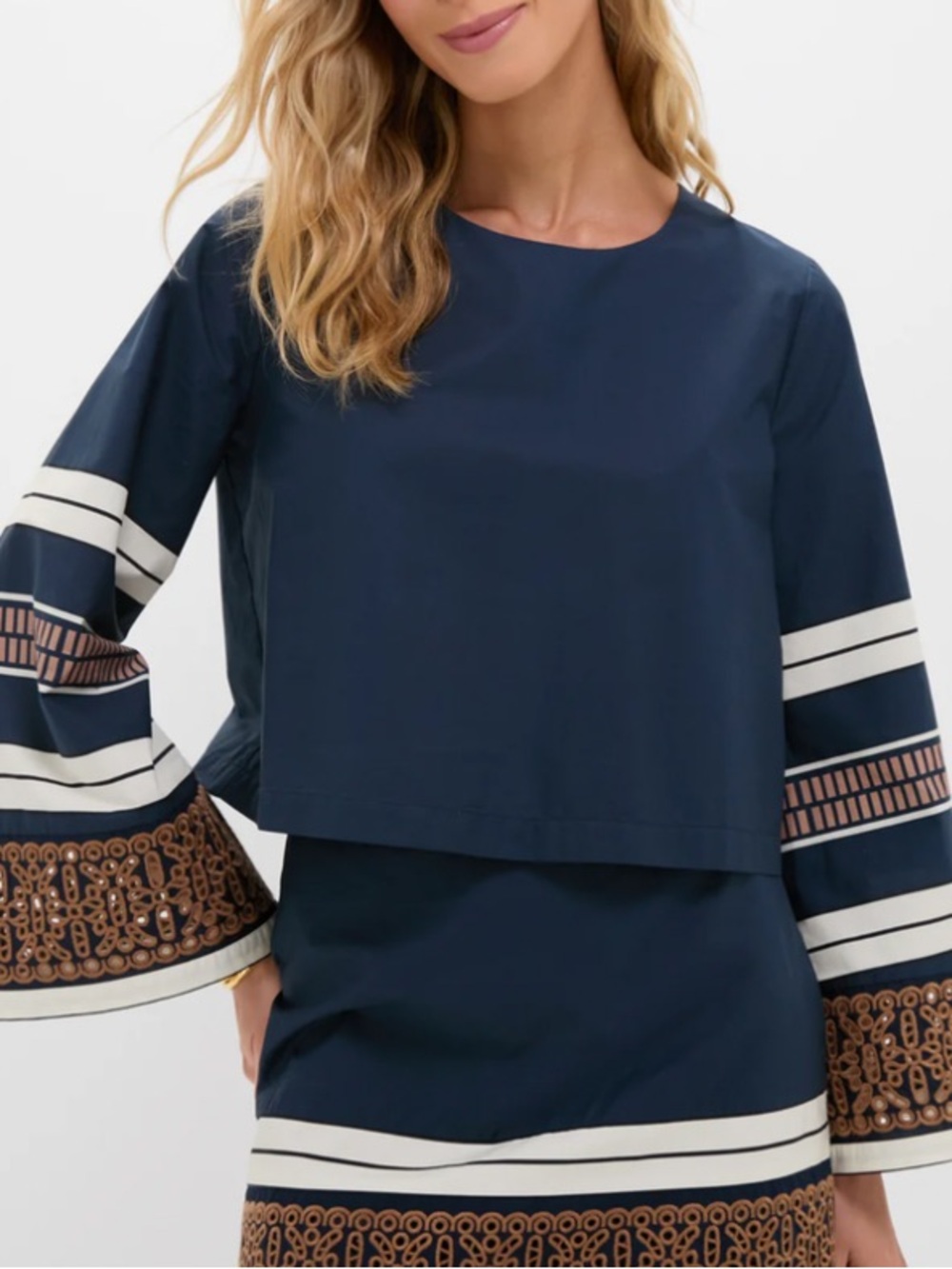 Tuckernuck Riverside Stripe Cotton Eyelet Maxine Top Size L - NEW
